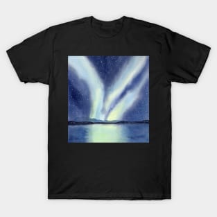 Northern Lights with Mountains and Lake T-Shirt